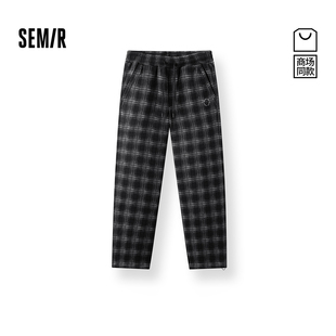 商场同款|森马 x Marcus联名款休闲裤男冬加绒2025新款情侣格子裤