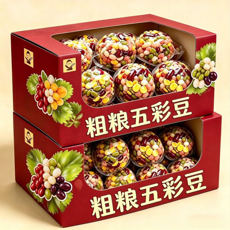 粗粮五彩豆糕红豆糕五色豆轻食代餐红芸豆糕点开袋即食零食
