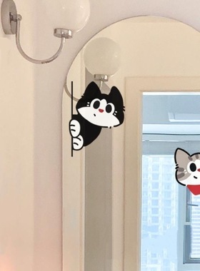 ins可爱调皮小猫玻璃贴纸防水卡通创意个性图案镜子装饰贴纸自粘