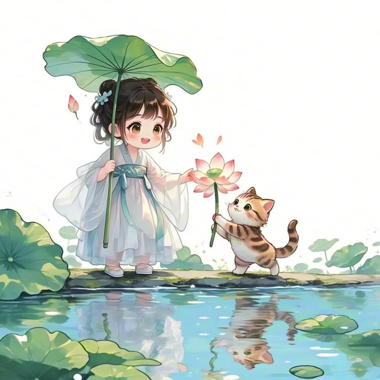 治愈系古风荷花女孩创意贴画卧室玄关客厅墙贴儿童房衣柜门贴自粘,家居饰品,软装墙贴,淘宝优惠券,粉丝福利购,淘宝优惠卷