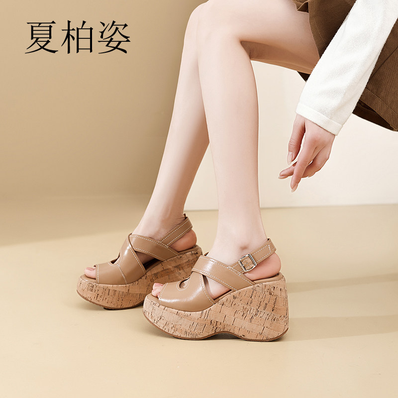 夏柏姿10cm超高跟女鞋真皮