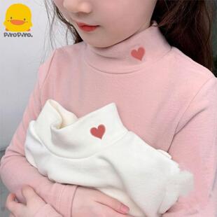 儿童双面德绒打底衫秋冬内搭中大童半高领保暖女童长袖T恤上衣服