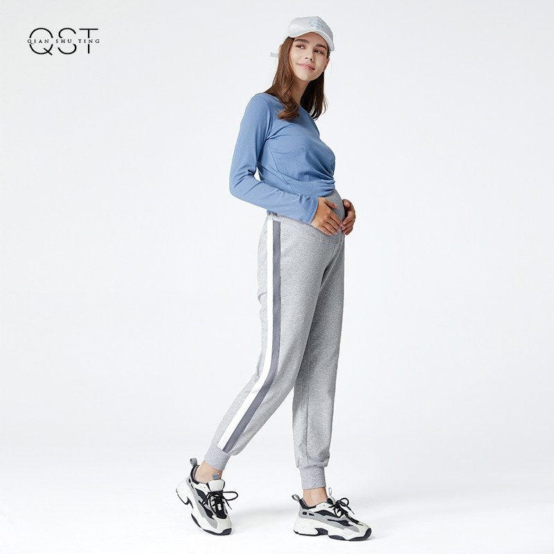 孕妇运动裤春夏薄款外穿潮妈休闲打底裤孕妇裤子夏雪纺孕妇装夏装