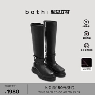 阿信|李宇春同款bothGAO EVA系列厚底增高长筒牛皮革机车骑士靴女