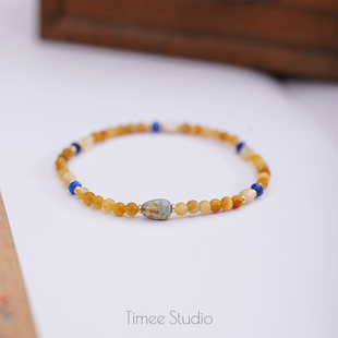 Timee恬觅 秋词 天然金虎眼青金马蹄螺捷克珠弹力绳手串秋冬新品