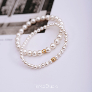 Timee恬觅 Vivian 施家珍珠弹力绳手串手链百搭强光简约