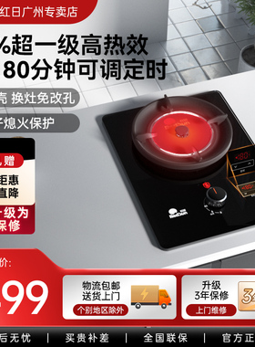 红日红外线家用燃气灶天然气液化气灶单灶定时免改孔嵌入式EX03B