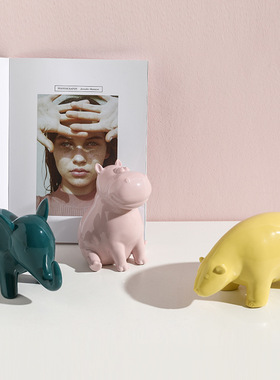 现代简约陶瓷动物摆件创意家居儿童房桌面装饰礼品工艺品