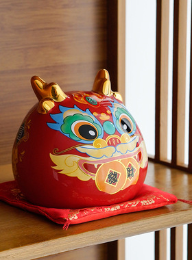 2024新年礼物国潮龙年吉祥物新年公仔家居摆件生肖龙陶瓷存钱罐