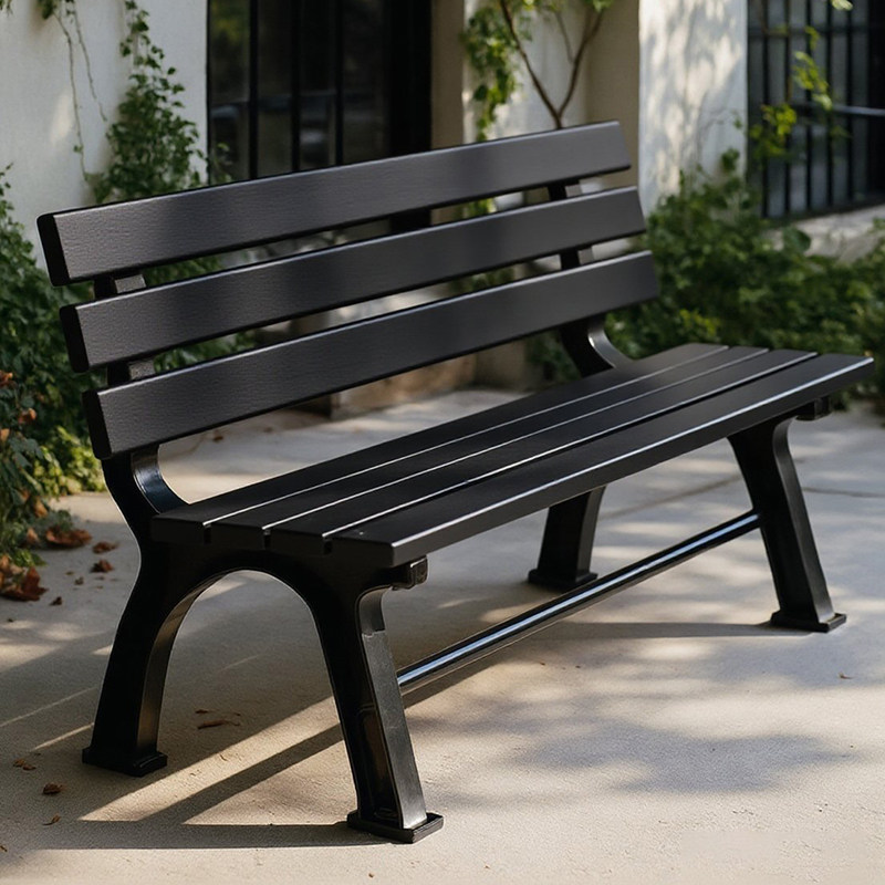 户外庭院子铁艺长椅子实木公园椅靠背椅别墅花园防腐木休息长条凳