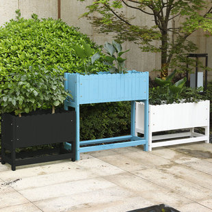 庭院子碳化防腐木组合花箱户外别墅长方形花槽楼顶露台高脚花盆架