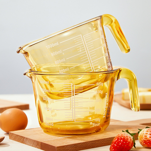 刻度牛奶杯微波炉加热早餐杯带盖烘培量杯带刻度耐高温热奶杯子