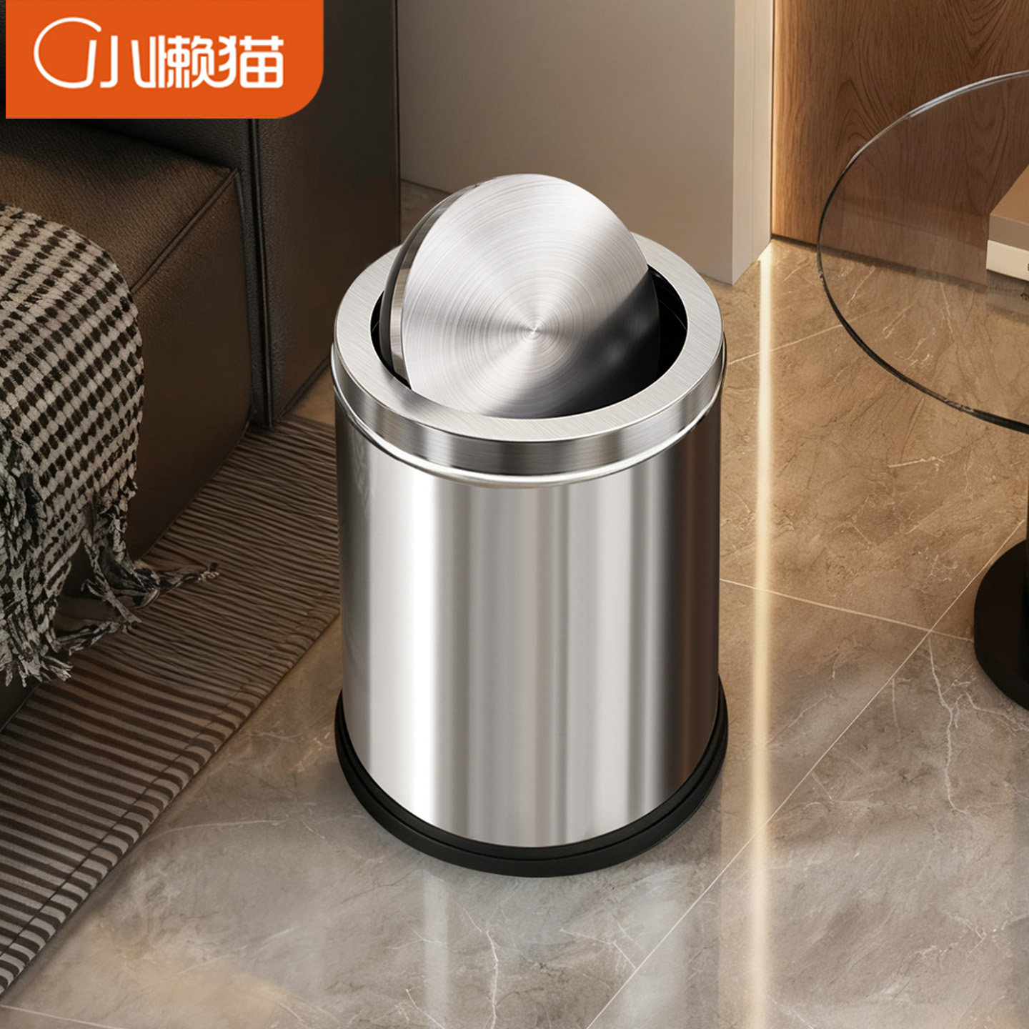 不锈钢垃圾桶家用带盖不脏手图片