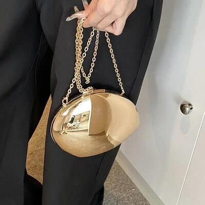 Designer Acrylic Shell Shape Clutch Bag Gold Silver Women Ev