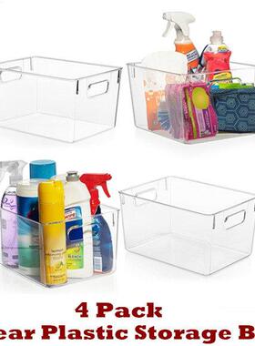 Clear Plastic Storage Bins Containers Pantry Organizers