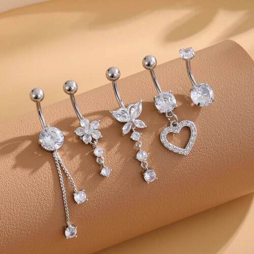 5pcs/lot Dangled Belly Button Rings Belly Piercing Sets 14G