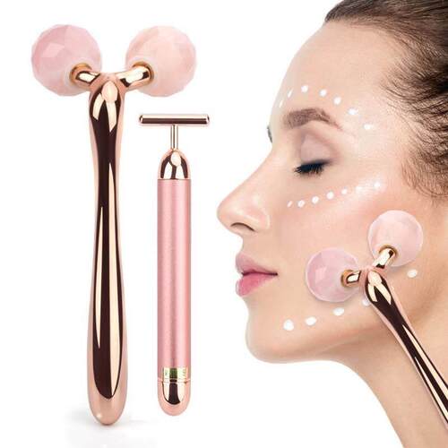 3D Face Lift Massager 24k Gold Face Lift Bar Jade Roller Fac