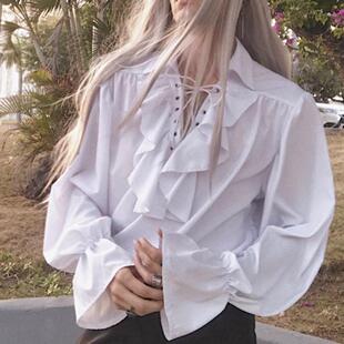 Men Pirate Shirt Vampire Prince Poet Shirts Medieval Buccane
