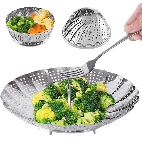 Folding Dish Steam Stainless Steel Food Steamer Basket Fruit