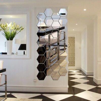 Wholesale Hexagonal Mirror Acrylic Wall Stickers, Home