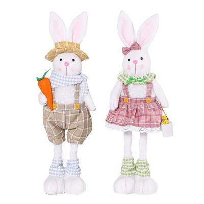 Easter Decorative Rabbit Cartoon Retractable Leg Couple Rabb