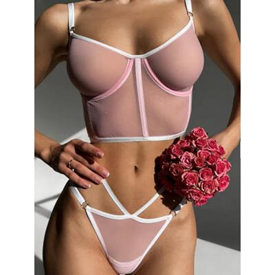 Sexy underwear thin perspective three-point bra set