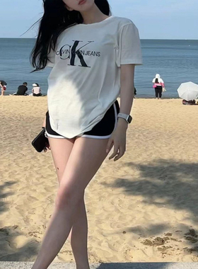 cailelvkelin短裤女夏季热裤纯棉瑜伽平角裤高腰运动薄款女生跳舞