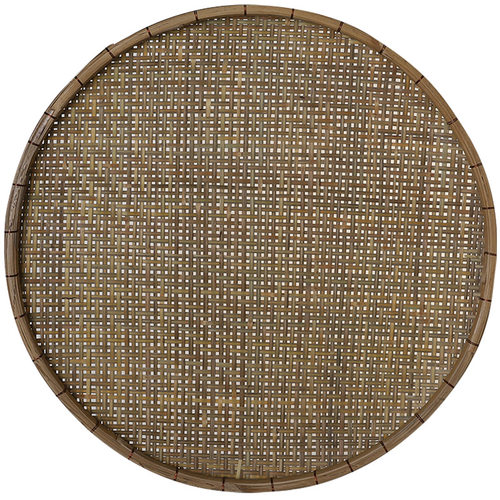 铜丝扎边竹编晾晒竹扁有孔筛子圆形竹簸箕家用编织手工竹制品竹筛