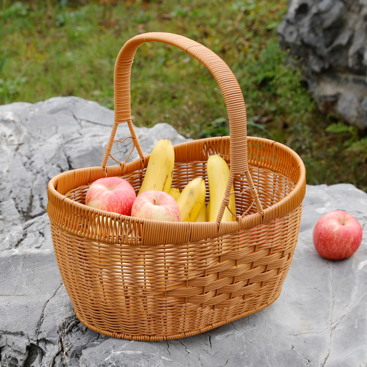 大号元宝仿藤编织筐购物篮