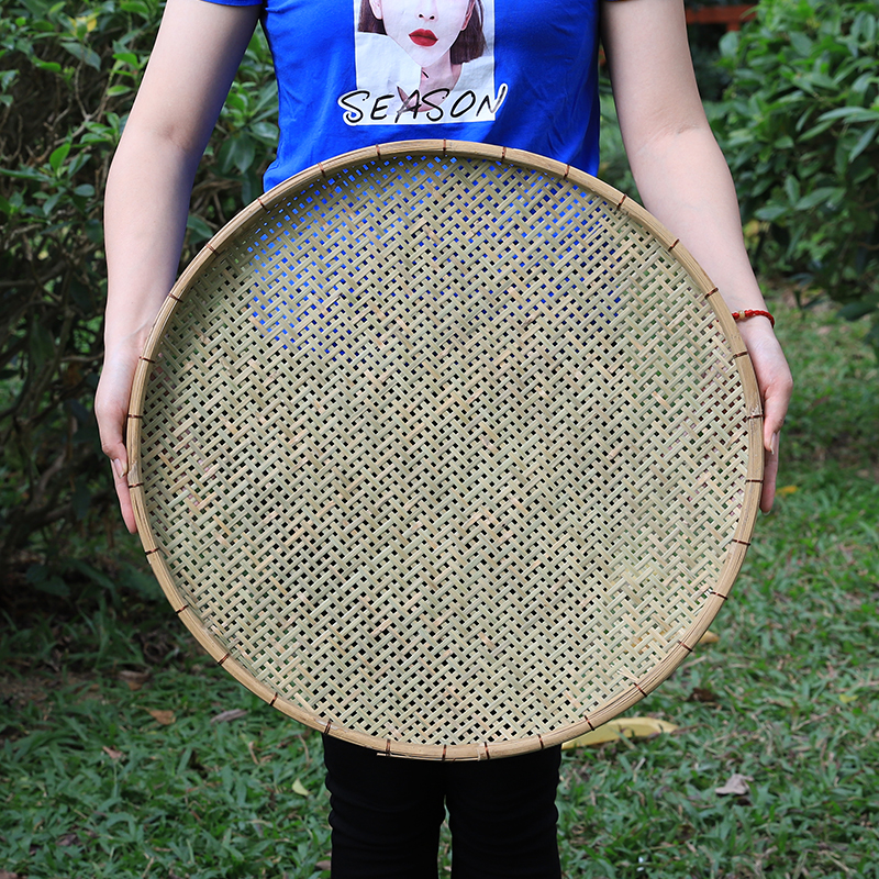 铜丝扎边竹编晾晒竹扁有孔筛子