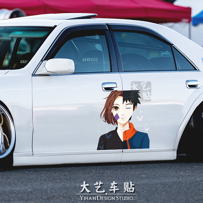 大艺车贴 动漫痛火影忍者 ins超火情侣宇智波带土琳 反光汽车贴纸