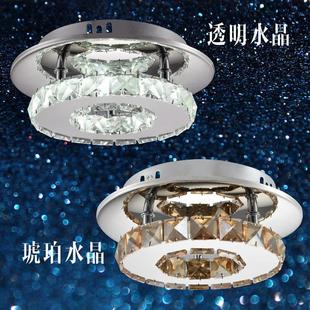 圆形水晶过道吸顶灯现代简约走廊玄关灯入户阳台灯具跨境110V