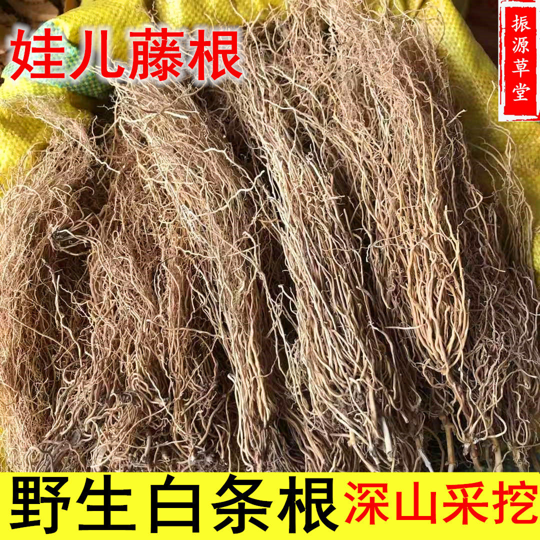野生青草药娃儿腾老公须白龙须七层楼根白条根中药材500克包邮