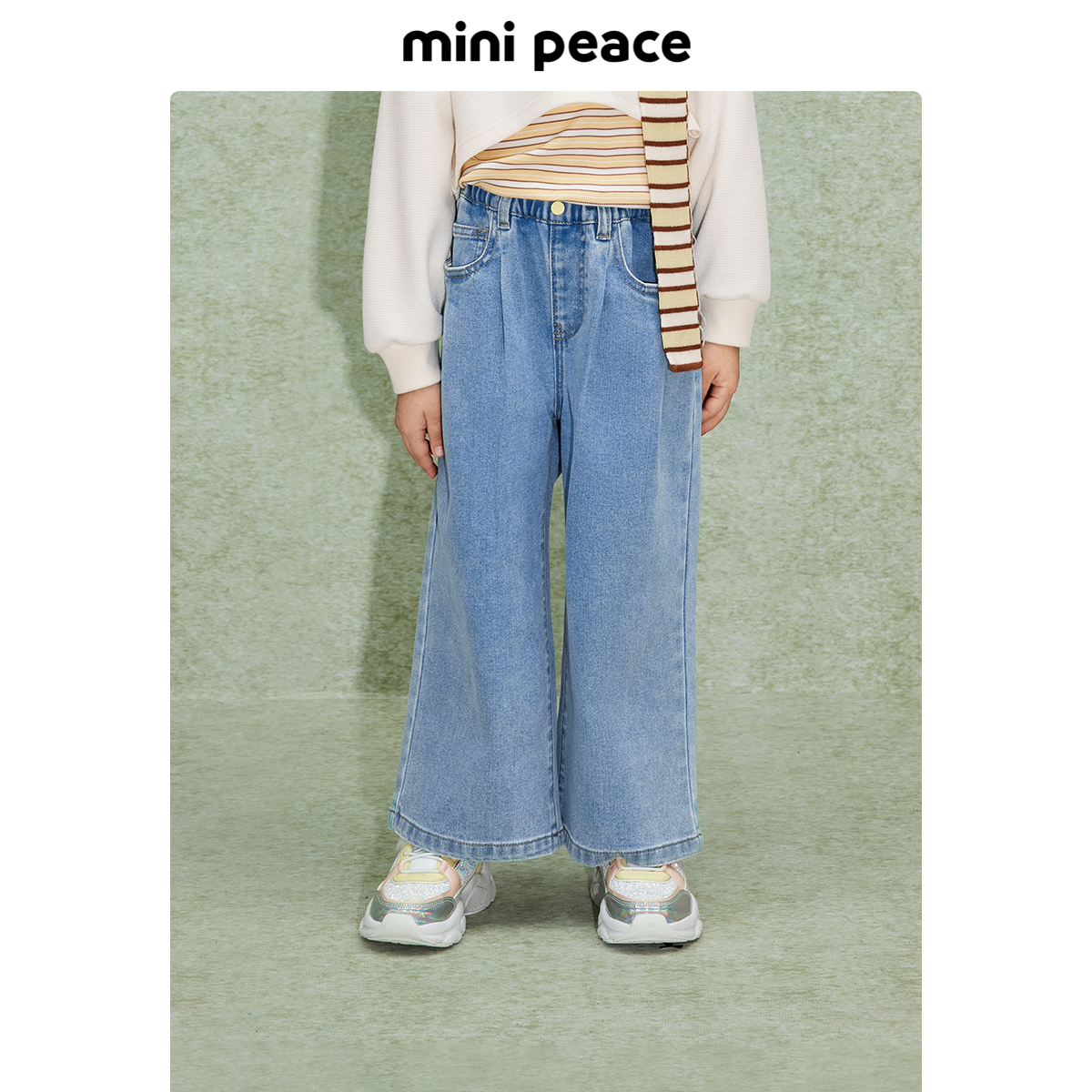 【专柜同款】minipeace太平鸟童装女童牛仔裤秋季儿童直筒长裤