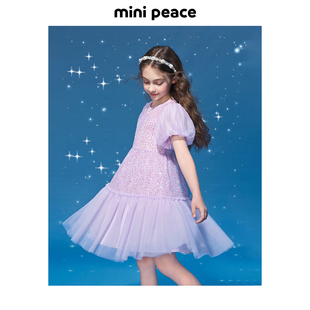 公主裙亮片時(shí)尚 公主系列 minipeace太平鳥女童泡泡袖 連衣裙