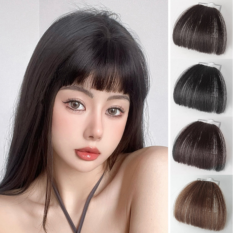 真发眉上c刘海假发女夏自然前额假刘海发片圆脸漫画齐刘海假发片