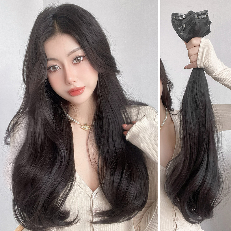 轻薄三片式假发片自然蓬松增发量假发女长发夏短接长大波浪卷发片