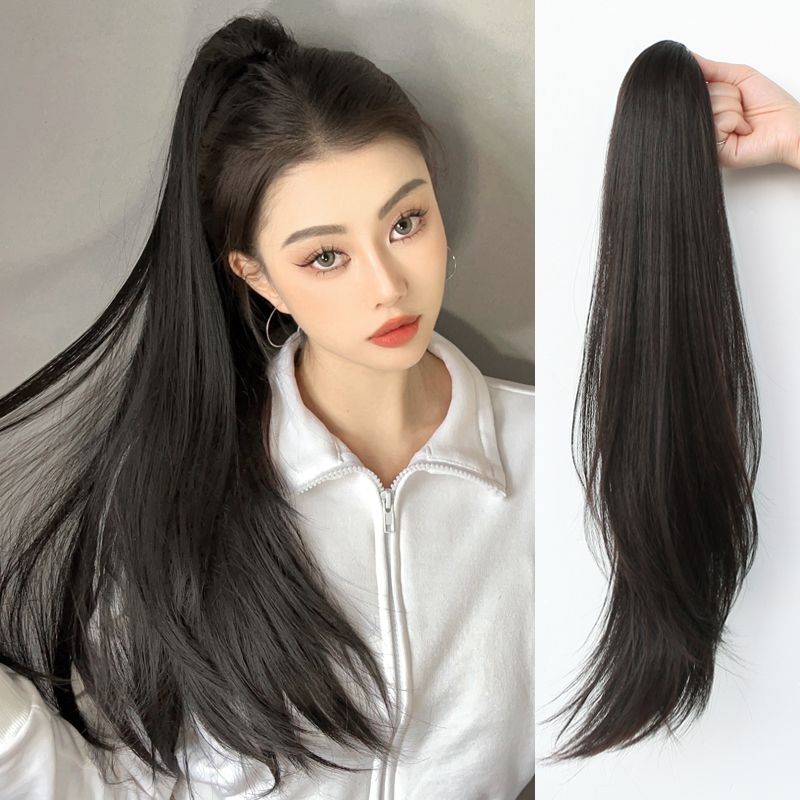 马尾假发女长发直发微卷内扣抓夹高马尾自然仿真发假马尾假发辫子