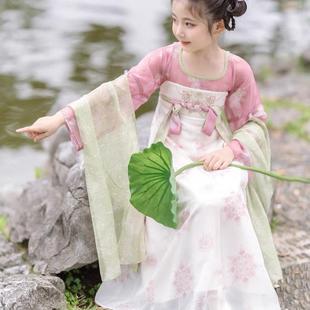 汉服儿童连衣裙古风演出服纱裙长款古典舞2026演出服练功女童超仙