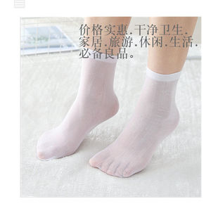 100双一次性袜子男女白色丝袜懒人袜足浴袜溜冰试鞋 袜游乐园早教