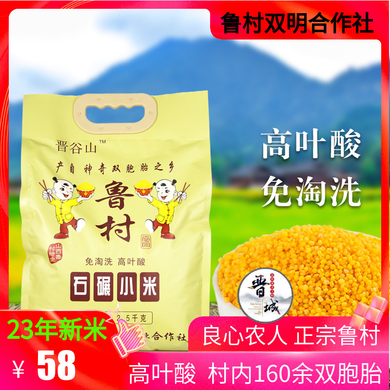 农民欢鲁村石碾小米5斤高叶酸山西晋城特产泽州黄小米农家23年新