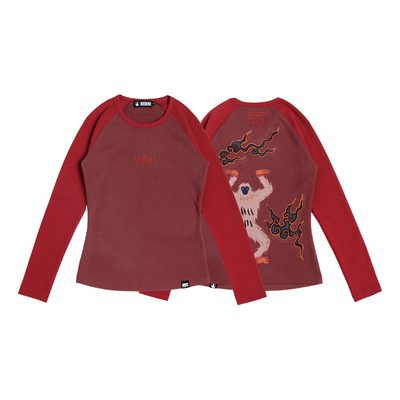 圣山 2025秋冬阿里系列修身打底长袖衫原创壁画休闲打底印花T恤女