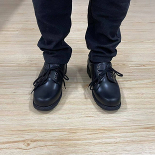 02式皮鞋三接头士兵皮鞋大头皮男鞋系带单春秋黑低帮休闲皮鞋
