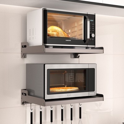 厨房微波炉置物架壁挂式放烤箱架子挂墙上收纳挂架上墙支架悬空架