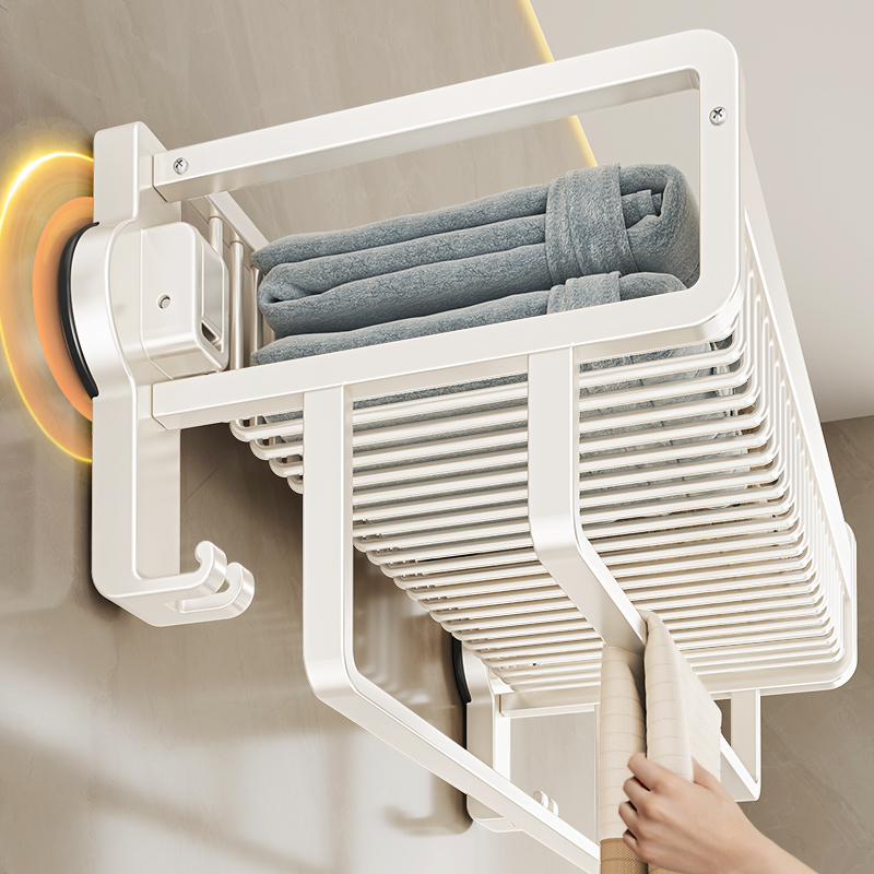 吸盘毛巾架卫生间免打孔浴室一体