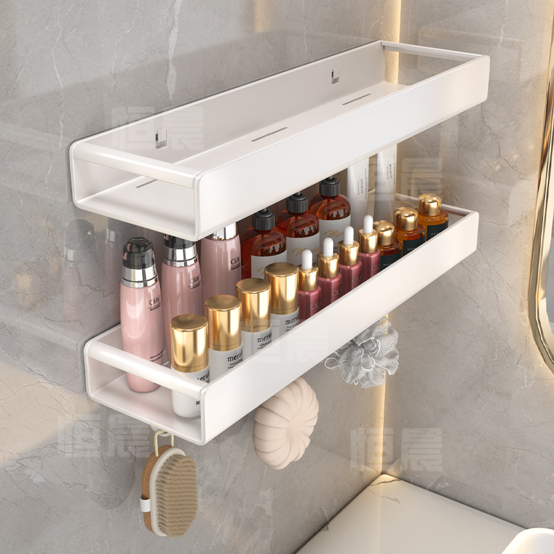 奶油风卫生间置物架免打孔