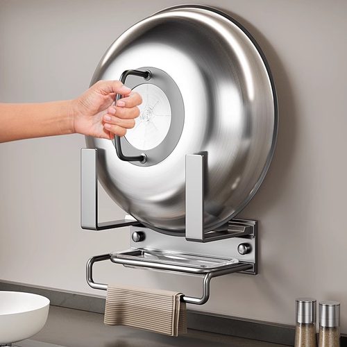 厨房大锅盖架免打孔壁挂式