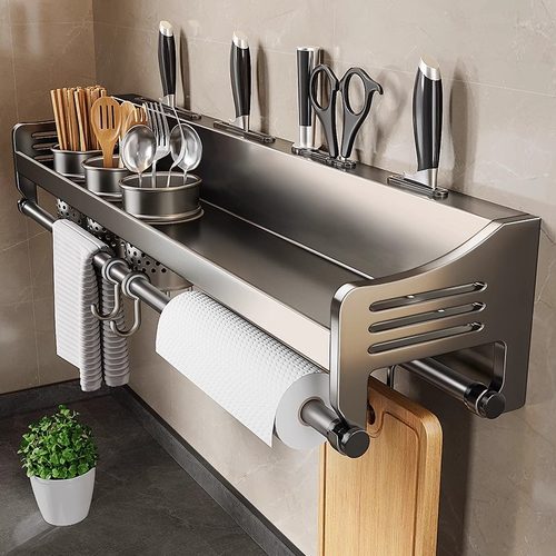 厨房置物架免打孔家用壁挂式