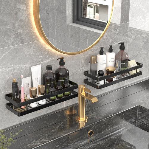 免打孔卫生间置h物架浴室镜前架子洗手间洗漱台用品壁挂墙上收纳