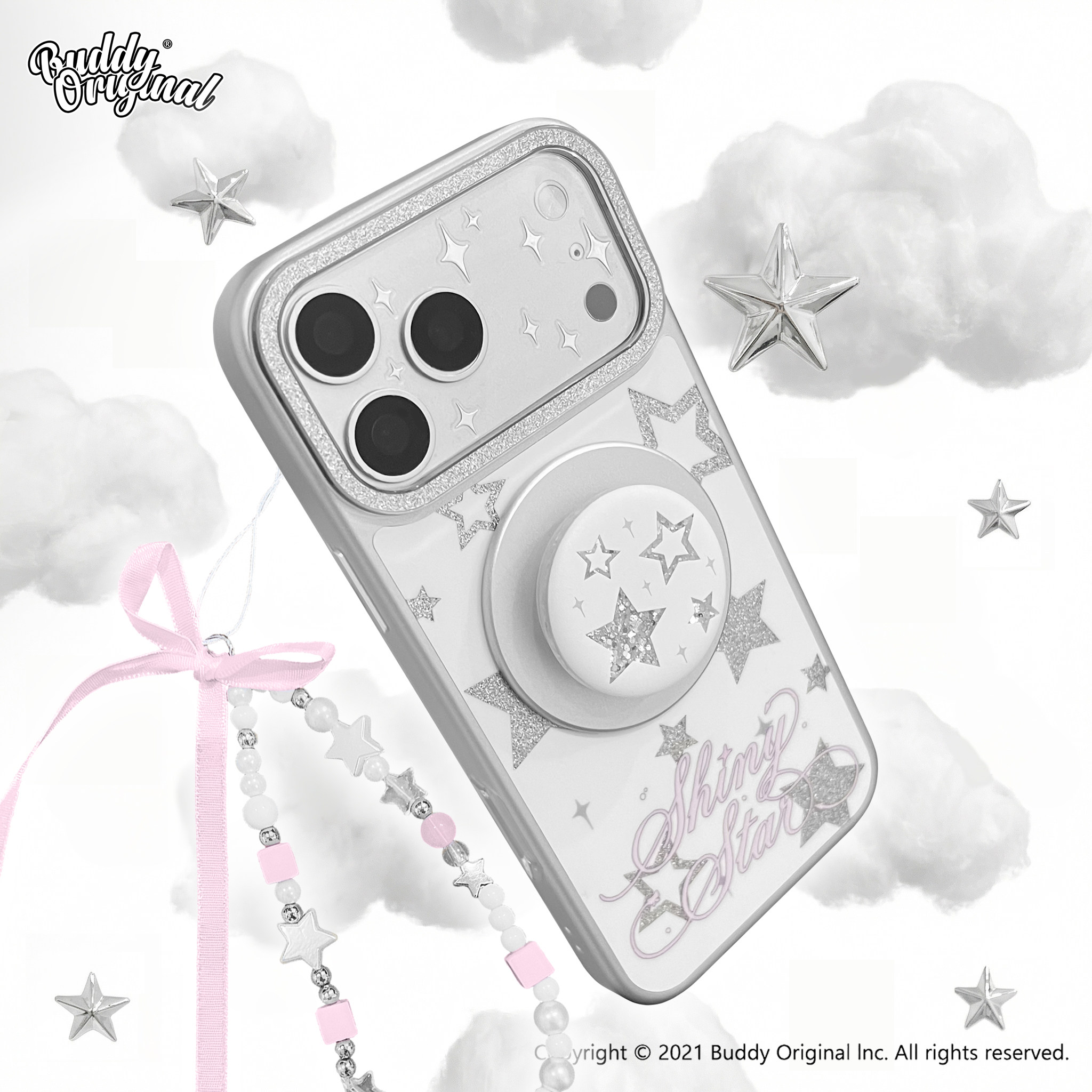 BUDDY原创闪闪星星适用苹果17pro手机壳18promax磁吸iphone16promax软壳15promax保护套新款可爱